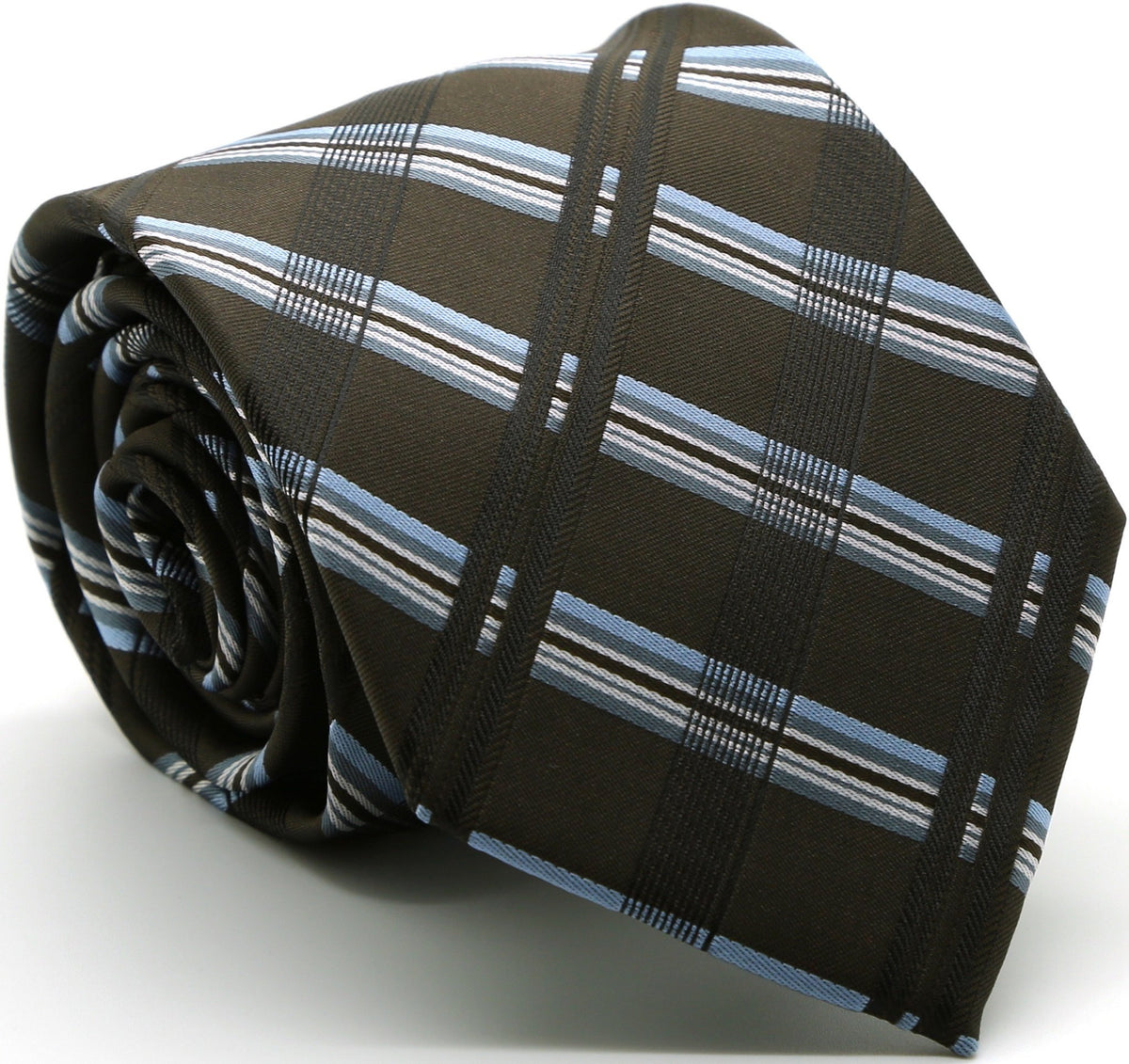 Mens Dads Classic Brown Stripe Pattern Business Casual Necktie & Hanky Set Z-2 - FHYINC best men's suits, tuxedos, formal men's wear wholesale