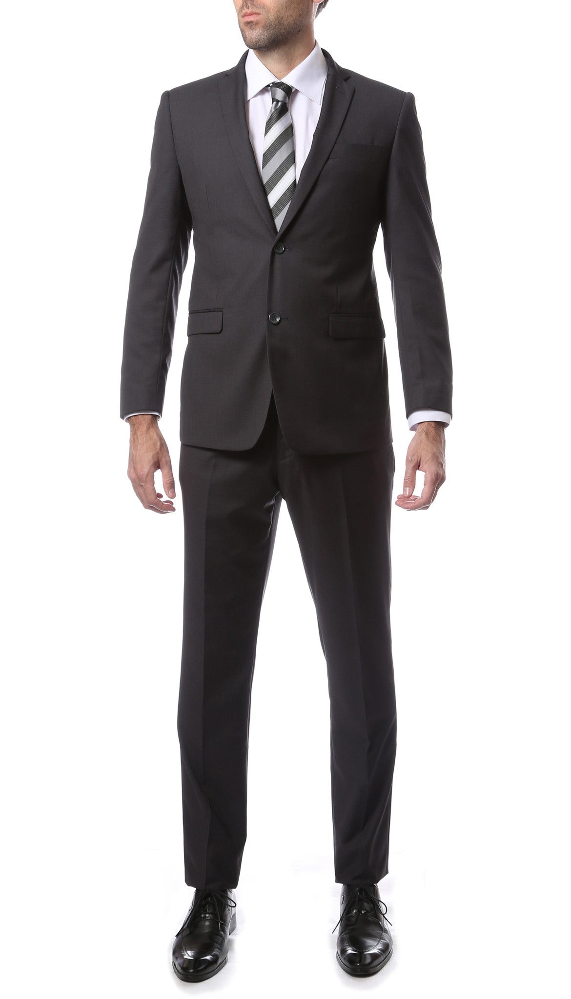 Mens ZNL22S 2pc 2 Button Slim Fit Charcoal Grey Zonettie Suit - FHYINC best men's suits, tuxedos, formal men's wear wholesale