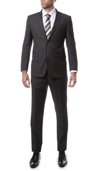 Mens ZNL22S 2pc 2 Button Slim Fit Charcoal Grey Zonettie Suit - FHYINC best men's suits, tuxedos, formal men's wear wholesale