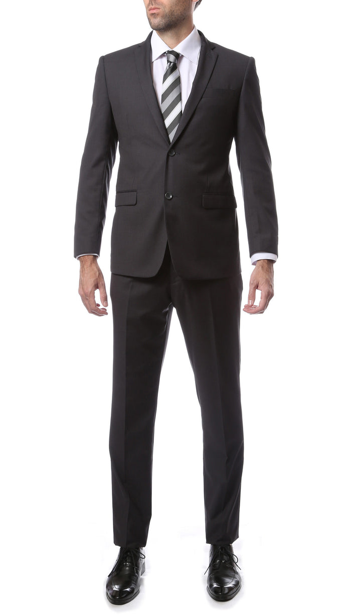 Mens ZNL22S 2pc 2 Button Slim Fit Charcoal Grey Zonettie Suit - FHYINC best men's suits, tuxedos, formal men's wear wholesale