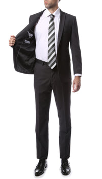 Mens ZNL22S 2pc 2 Button Slim Fit Charcoal Grey Zonettie Suit - FHYINC best men's suits, tuxedos, formal men's wear wholesale