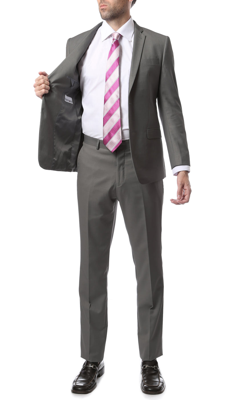 Mens ZNL22S 2pc 2 Button Slim Fit Grey Zonettie Suit - FHYINC best men's suits, tuxedos, formal men's wear wholesale