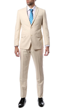 Mens ZNL22S 2pc 2 Button Slim Fit Tan Zonettie Suit - FHYINC best men's suits, tuxedos, formal men's wear wholesale