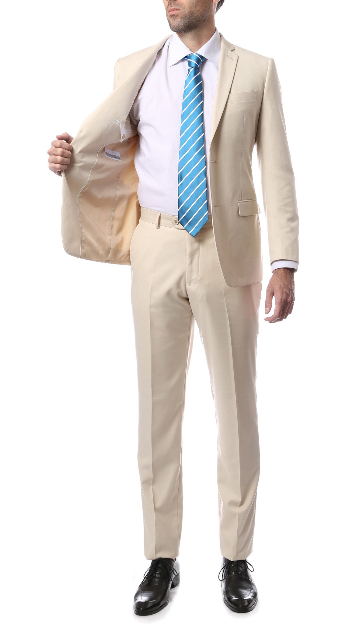 Mens ZNL22S 2pc 2 Button Slim Fit Tan Zonettie Suit - FHYINC best men's suits, tuxedos, formal men's wear wholesale