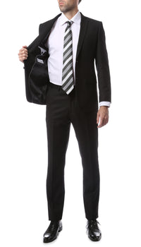 Mens ZNL22S 2pc 2 Button Slim Fit Black Zonettie Suit - FHYINC best men's suits, tuxedos, formal men's wear wholesale