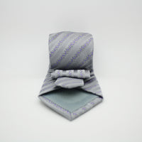 Mens Dads Classic Grey Striped Pattern Business Casual Necktie & Hanky Set ZO-12 - FHYINC best men's suits, tuxedos, formal men's wear wholesale