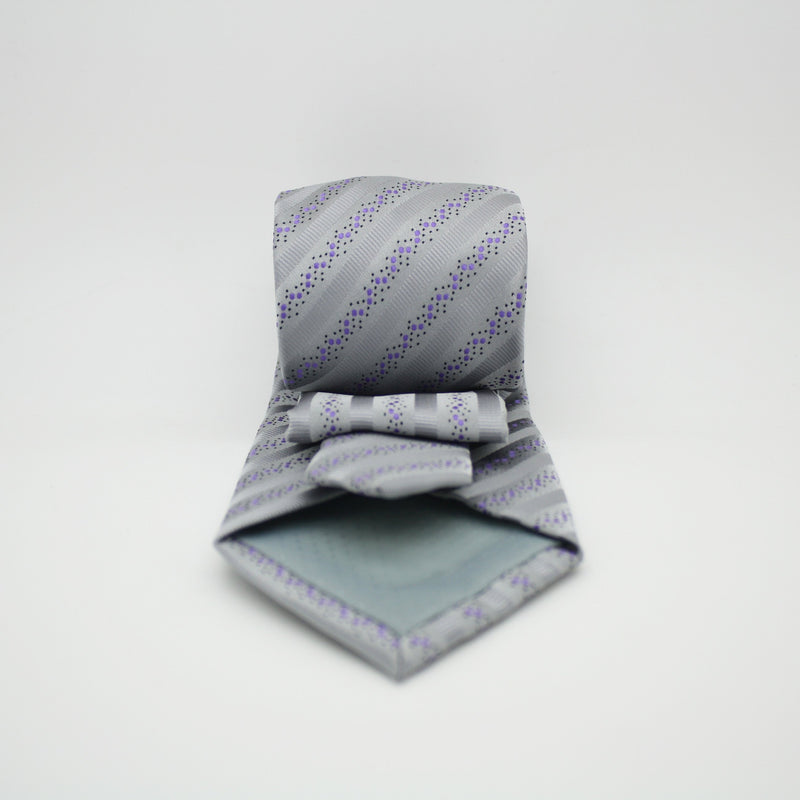 Mens Dads Classic Grey Striped Pattern Business Casual Necktie & Hanky Set ZO-12 - FHYINC best men's suits, tuxedos, formal men's wear wholesale