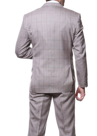 Zillo Sierra Tan 3pc Vested Slim Fit Plaid Suit - FHYINC best men's suits, tuxedos, formal men's wear wholesale